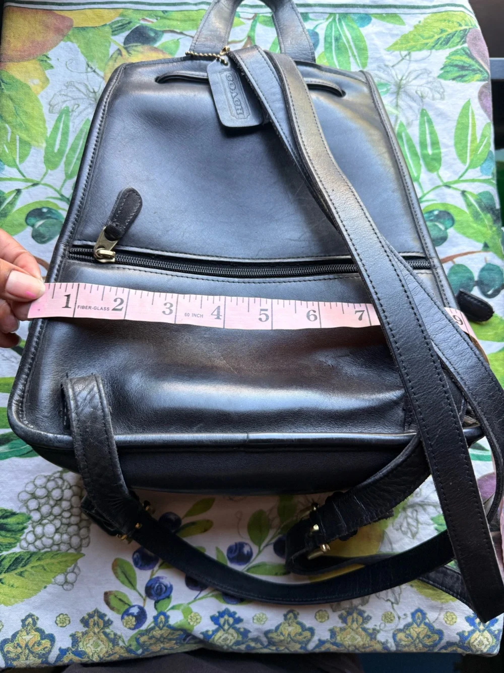 Coach Black Leather Backpack with Turn-Lock Hardware